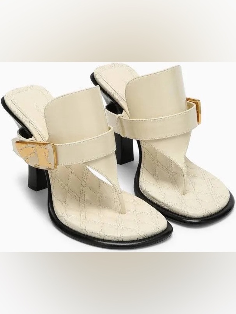 Burberry Light Beige Leather Bay Sandals Size 40 (US 9.5) with Box